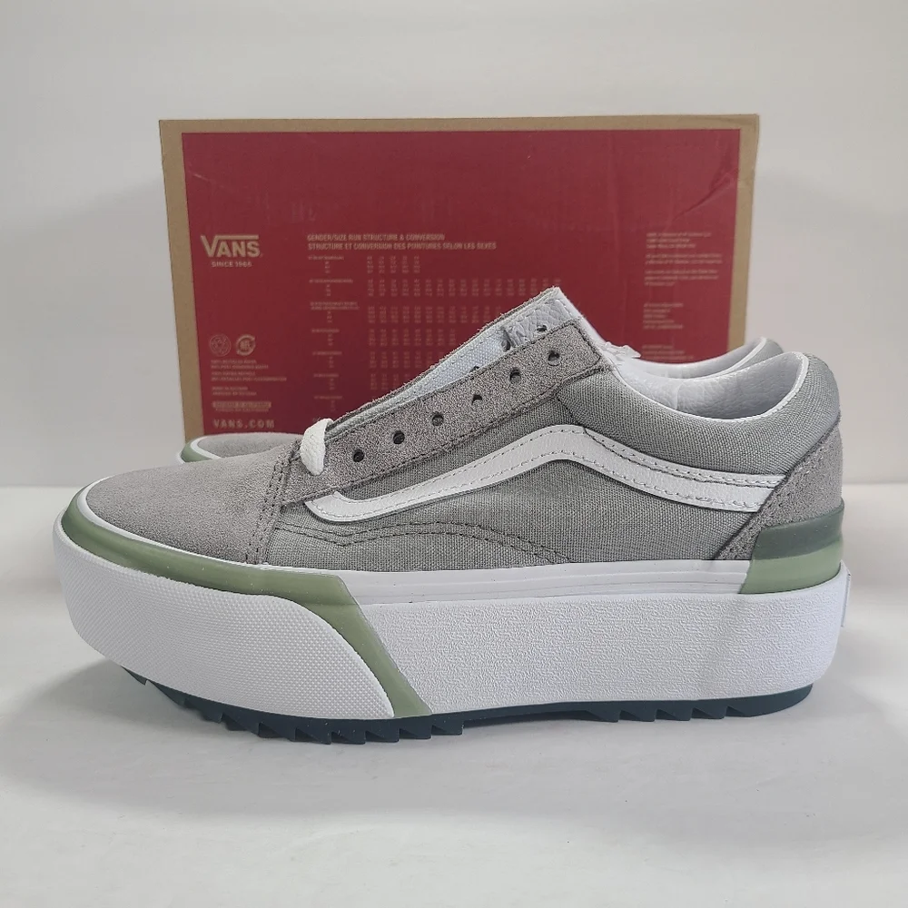 Vans Old Skool Stacked Platform Pastel Drizzle True White Sneakers Women Size 5 - Picture 6 of 12